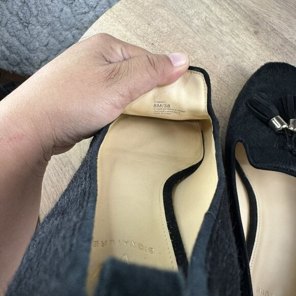 VC Signature Nancy Flats Black Haircalf Tassel Loafers 8M / 38 Womens Shoes - Picture 2 of 9